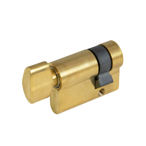 Euro Single Cyl. Turn-35mm to cam ctr in Polished Brass Unlacquered