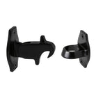 Black Windsor Windsor auto door holder mounted on a vehicle door, designed to keep the door open securely.