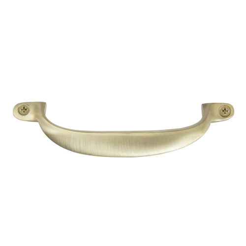 Offset Pull Handle 125mm in Satin Brass Unlaquered