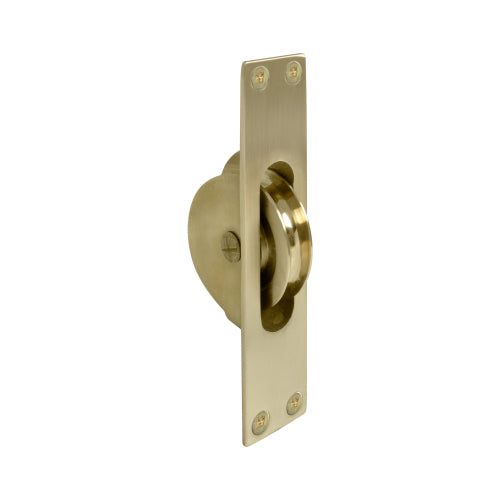Sash Pulley in Satin Brass Unlaquered
