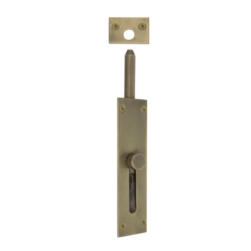 Reverse Barrel Bolt in Roman Brass