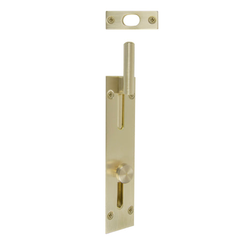 Necked Outward Reverse Bolt in Satin Brass Unlaquered