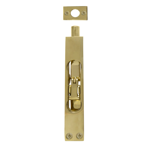 Heavy Duty Flushbolt H150mm x W25mm in Polished Brass Unlacquered