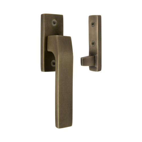 Qube Window Fastener in Roman Brass