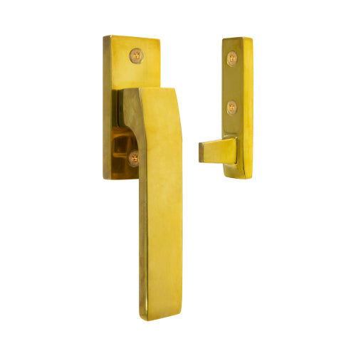 Qube Window Fastener in Polished Brass Unlacquered