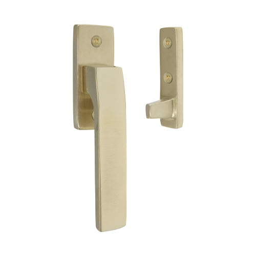 Qube Window Fastener in Satin Brass Unlaquered