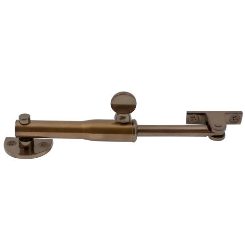 Windsor Restrictor Stay round in nickel finish, designed for window safety and security, visible with rounded shape and mounting hardware.