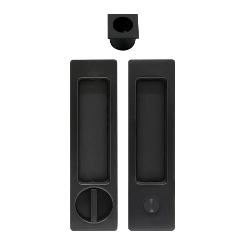 Windsor Cavity-Suite Ultra Privacy Set with black finish, featuring secure locking mechanisms and modern design for bedroom privacy.