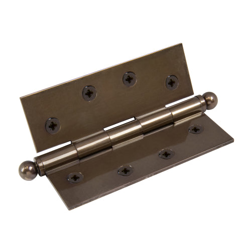 Brass Hinge, Loose Pin, Ball Tip, 101.6mm x 76.2mm in Antique Bronze