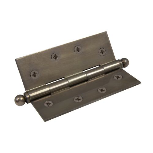 Brass Hinge, Loose Pin, Ball Tip, 101.6mm x 76.2mm in Natural Bronze
