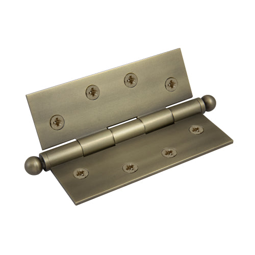 Brass Hinge, Loose Pin, Ball Tip, 101.6mm x 76.2mm in Roman Brass