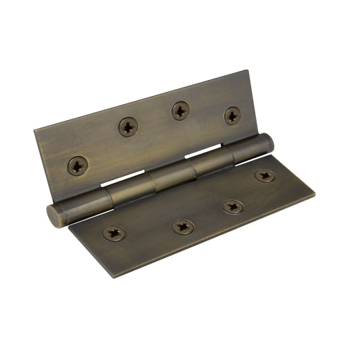 Brass Hinge, Fixed Pin, Flat Tip, 101.6mm x 76.2mm in Oil Rubbed Bronze