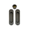 Sliding Door Flush Kit, inc. 2 x Flush Pulls 120mm x 34mm and 1 x Edge Pull Ø29 in Dark Roman Brass