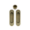 Sliding Door Flush Kit, inc. 2 x Flush Pulls 120mm x 34mm and 1 x Edge Pull Ø29 in Roman Brass