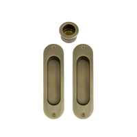 Sliding Door Flush Kit, inc. 2 x Flush Pulls 120mm x 34mm and 1 x Edge Pull Ø29 in Roman Brass