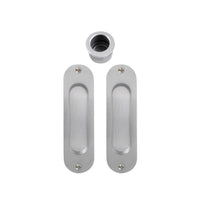 Sliding Door Flush Kit, inc. 2 x Flush Pulls 120mm x 34mm and 1 x Edge Pull Ø29 in Satin Chrome