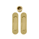 Sliding Door Flush Kit, inc. 2 x Flush Pulls 120mm x 34mm and 1 x Edge Pull Ø29 in Polished Brass Unlacquered