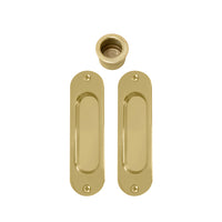 Sliding Door Flush Kit, inc. 2 x Flush Pulls 120mm x 34mm and 1 x Edge Pull Ø29 in Polished Brass Unlacquered