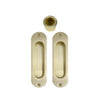 Sliding Door Flush Kit, inc. 2 x Flush Pulls 120mm x 34mm and 1 x Edge Pull Ø29 in Satin Brass Unlaquered