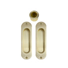 Sliding Door Flush Kit, inc. 2 x Flush Pulls 120mm x 34mm and 1 x Edge Pull Ø29 in Satin Brass Unlaquered
