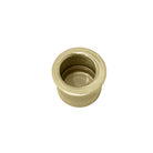 Windsor Circular Edge Pull handle, 29mm diameter, with polished brass finish, mounted on a modern furniture drawer or cabinet.
