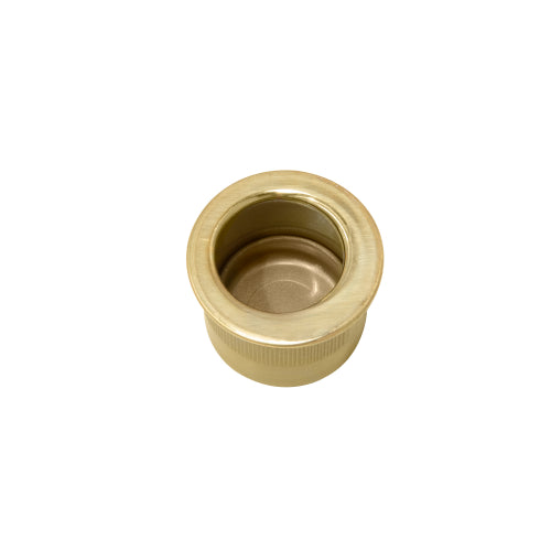 Windsor Circular Edge Pull handle in brushed nickel finish, 29mm diameter, with sleek round design for cabinet or drawer.