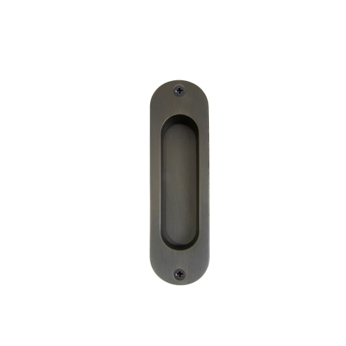 Single Flush Pull H120mm x W34mm in Dark Roman Brass