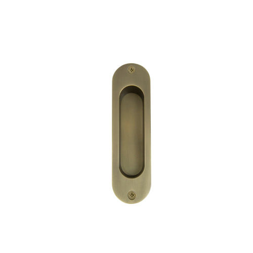 Single Flush Pull H120mm x W34mm in Roman Brass