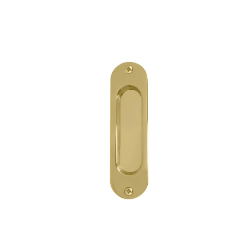 Single Flush Pull H120mm x W34mm in Polished Brass Unlacquered