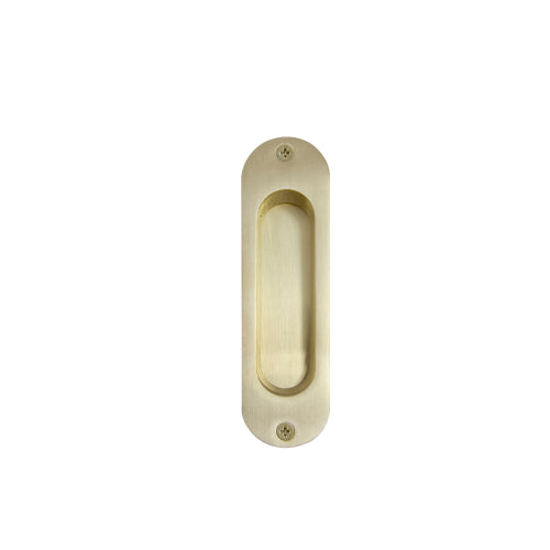 Single Flush Pull H120mm x W34mm in Satin Brass Unlaquered