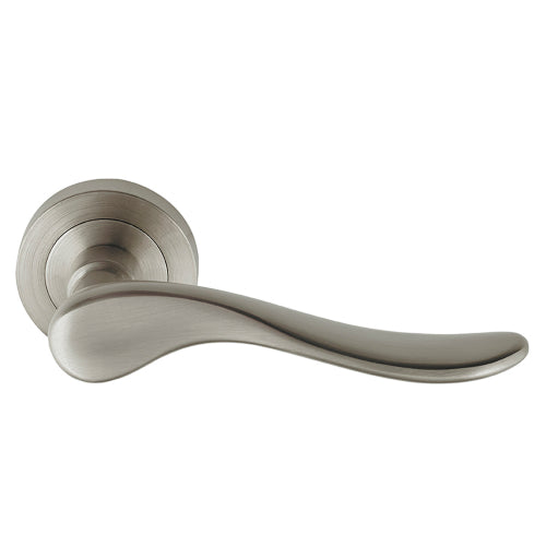 Haven 52mm Round Rose Lever Set in Brushed Nickel
