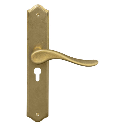 Haven Traditional Backplate E48 Keyhole in Rumbled Brass