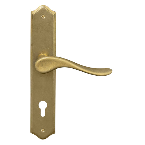 Haven Traditional Backplate E85 Keyhole in Rumbled Brass