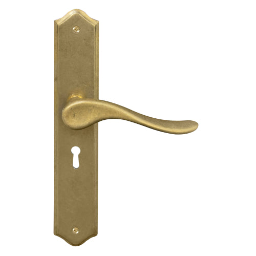 Haven Traditional Backplate Std Keyhole in Rumbled Brass