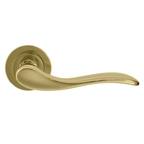 Hermitage 52mm Round Rose Lever Set in Polished Brass