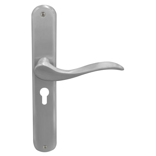 Hermitage Oval Backplate E48 Keyhole in Satin Chrome