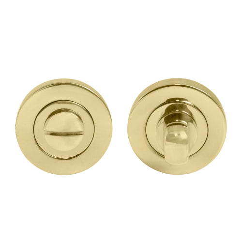 Privacy Turn & Release - 50mm Rose in Polished Brass