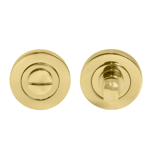 Privacy Turn & Release - 50mm Rose in Polished Brass Unlacquered