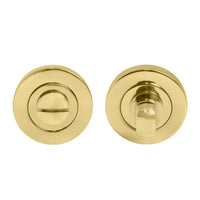 Privacy Turn & Release - 50mm Rose in Polished Brass Unlacquered