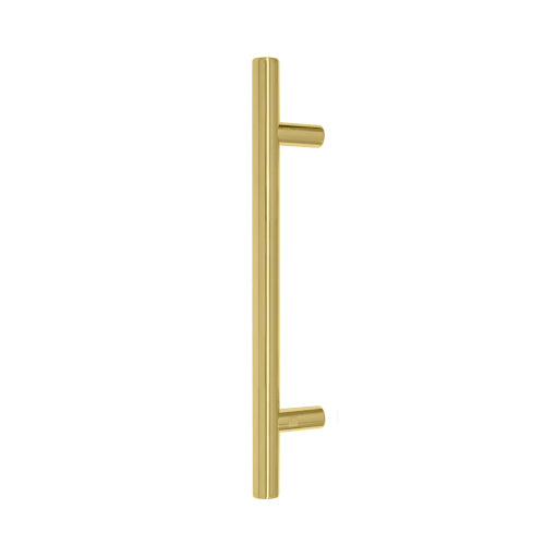 Windsor 8190, Round Profile, Brass Pull Handle Pair Round 300mm OA in Polished Brass Unlacquered