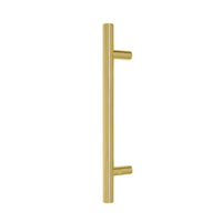 Windsor 8190, Round Profile, Brass Pull Handle Pair Round 300mm OA in Polished Brass Unlacquered