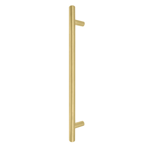 Windsor 8191, Round Profile, Brass Pull Handle Pair Round 400mm OA in Matt Satin Brass