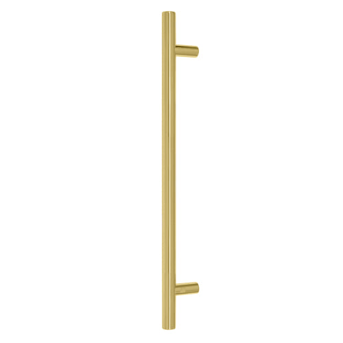 Windsor 8191, Round Profile, Brass Pull Handle Pair Round 400mm OA in Polished Brass Unlacquered