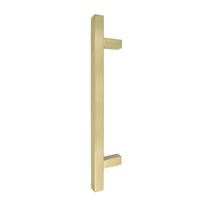 Windsor 8192, Square Profile, Brass Pull Handle Pair Square 300mm OA in Satin Brass Unlaquered