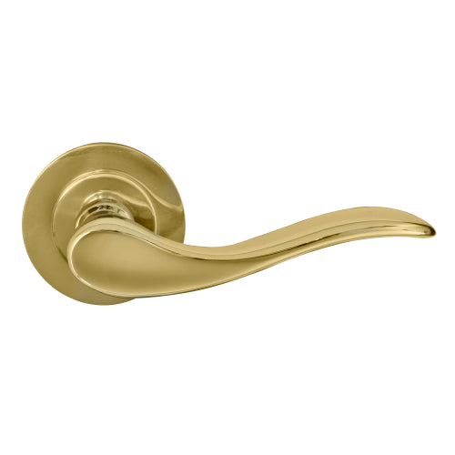 Hermitage 64mm Large Rose Lever Set in Polished Brass Unlacquered