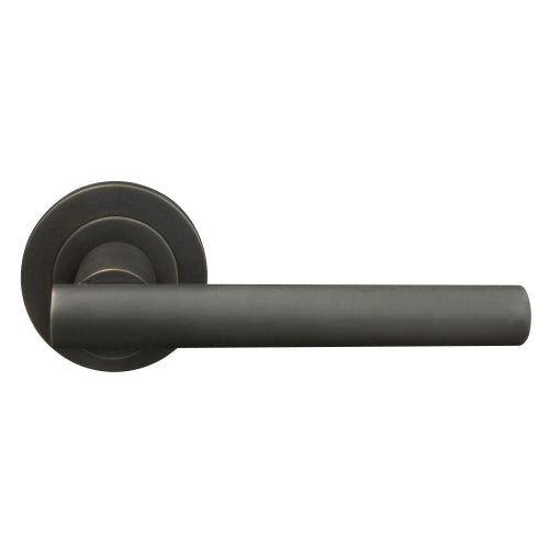 Charleston 52mm Round Rose Lever Set in Dark Roman Brass