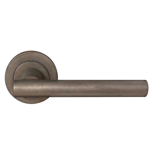 Charleston 52mm Round Rose Lever Set in Natural Bronze