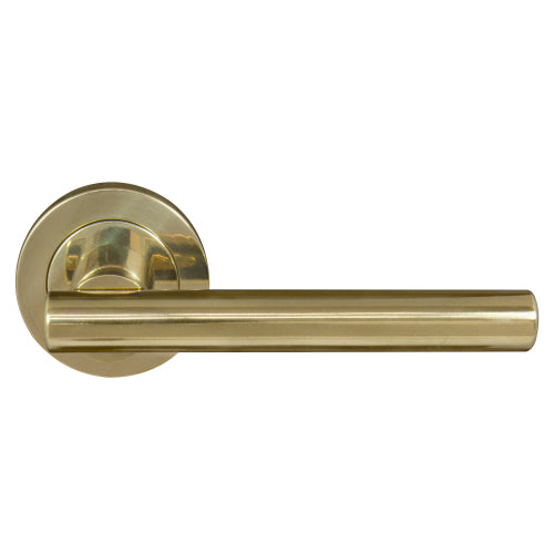 Charleston 52mm Round Rose Lever Set in Polished Brass