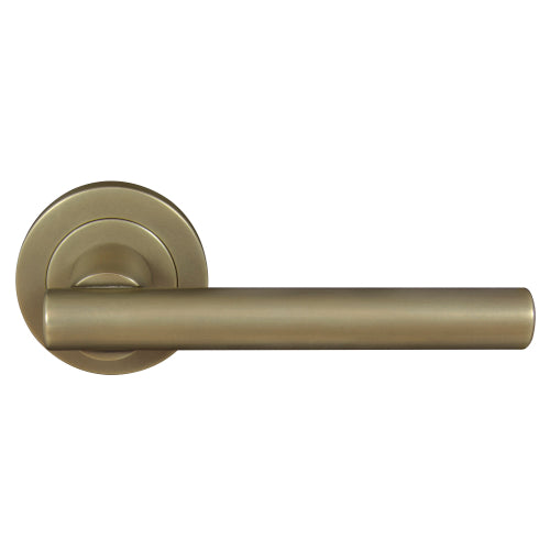 Charleston 52mm Round Rose Lever Set in Roman Brass