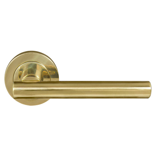 Charleston 52mm Round Rose Lever Set in Polished Brass Unlacquered